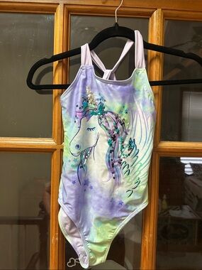 wonder nation Purple Green Tie-Dye Unicorn One-Piece Swimsuit